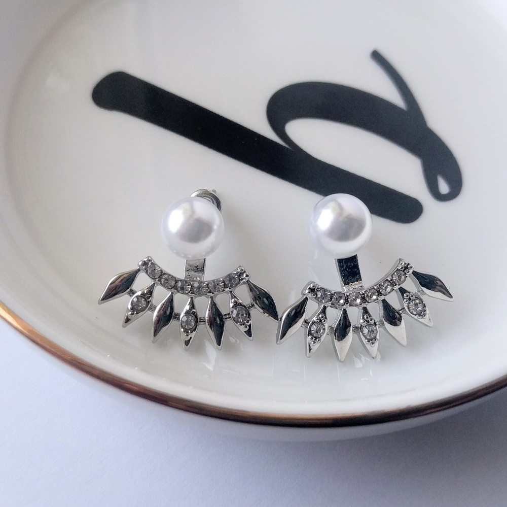 Pearl and CZ ear jackets